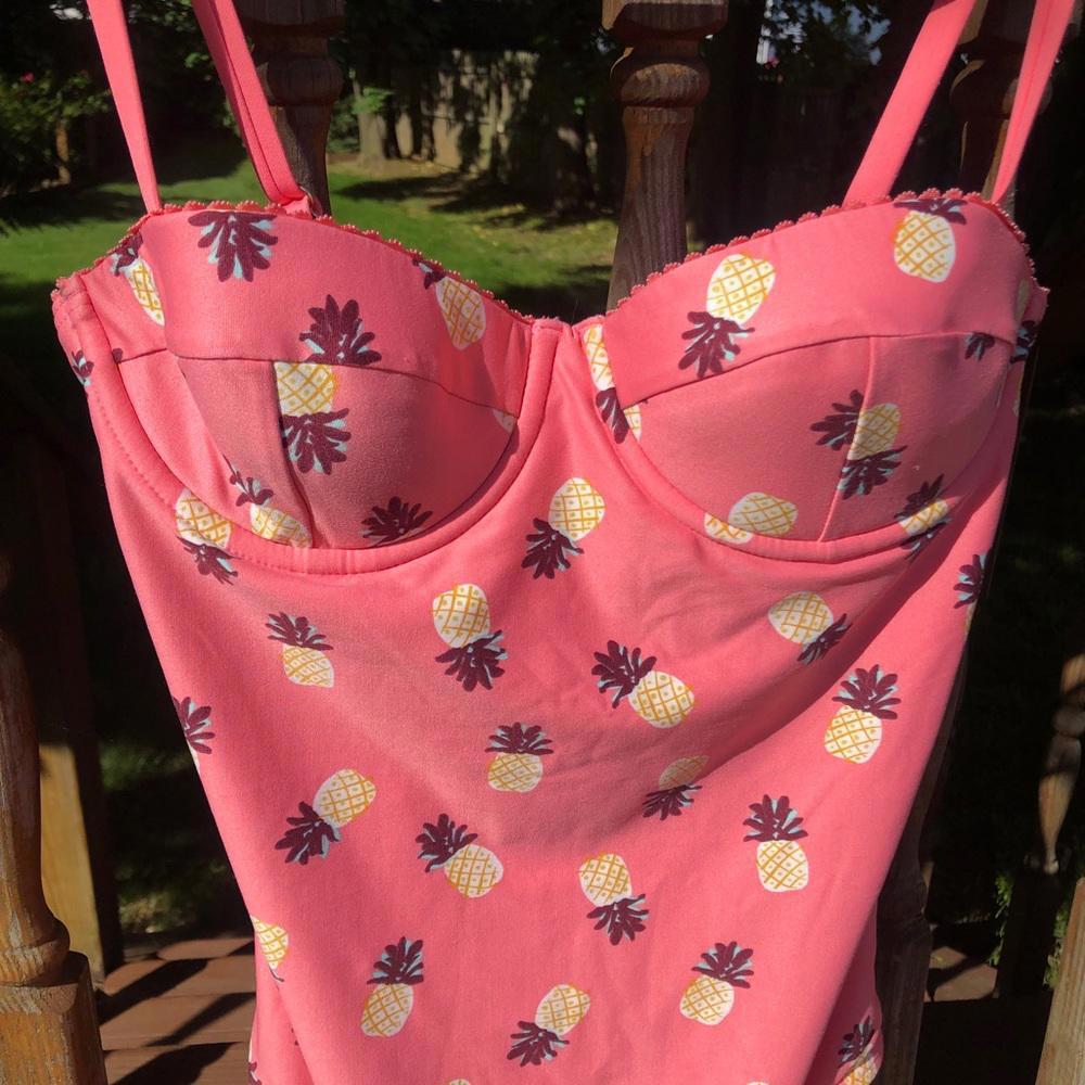 Kate Spade Pineapple Peach Coral Pink One Piece Bathing Suit 🍍 XS - Picture 2 of 9